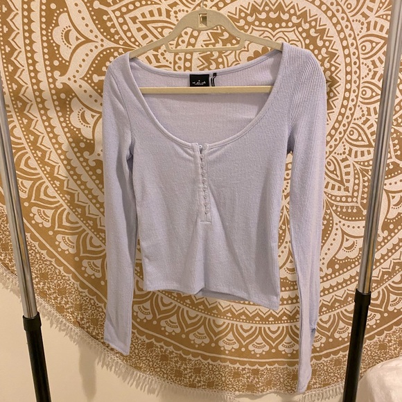 Out From Under, small, purple crop top long sleeve tee - Picture 1 of 4